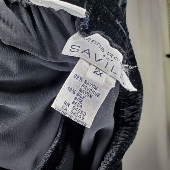 Rena Rowan Velvet Pants Button Tunic Set Women 2X/3X Black Pull-On Quiet Luxury - Picture 5 of 16